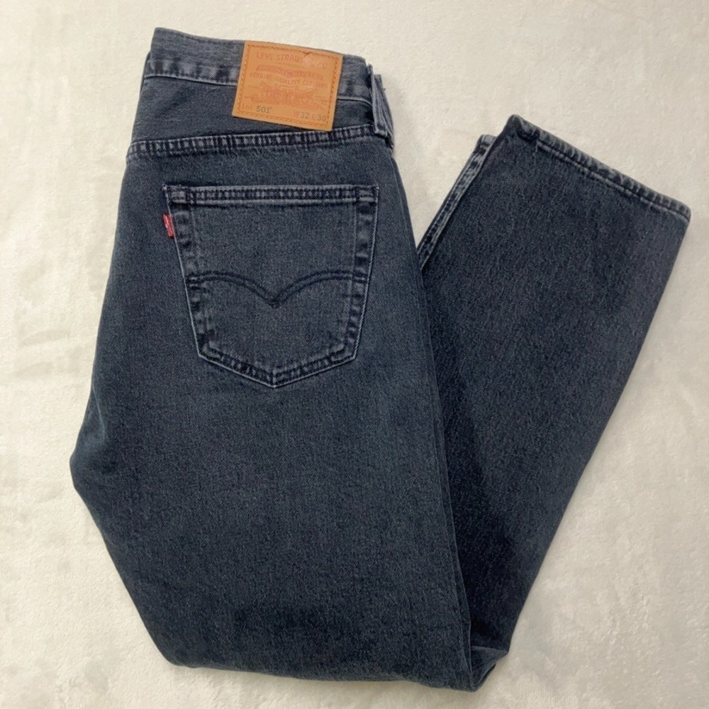 Levi's 501 Premium Jeans Men 32x30 (Fits 30x30) Gray Black Straight Vtg‎ Style